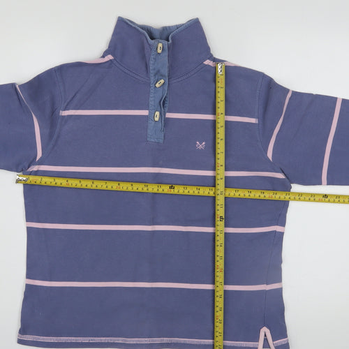 Crew Clothing Co Women’s Purple Striped Henley Sweatshirt Size 14 Cotton