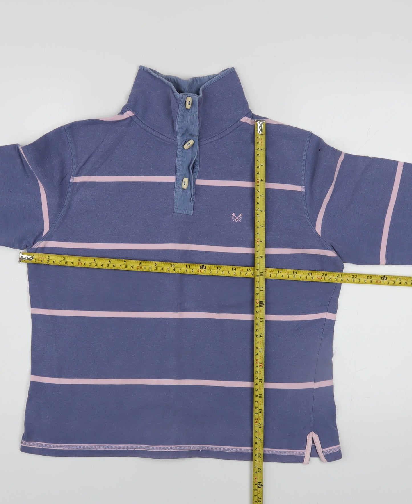 Crew Clothing Co Women’s Purple Striped Henley Sweatshirt Size 14 Cotton