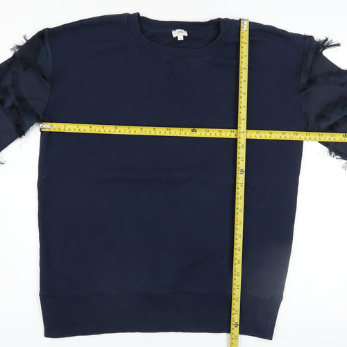 River Island Women Navy Blue Pullover Sweatshirt with Feather Detail Size S