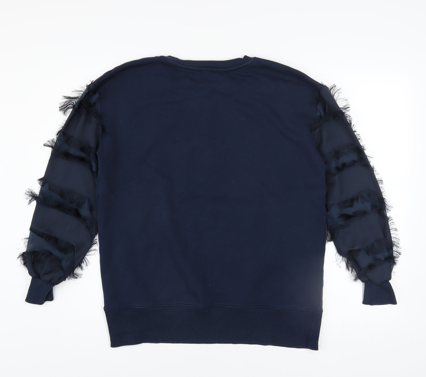 River Island Women Navy Blue Pullover Sweatshirt with Feather Detail Size S
