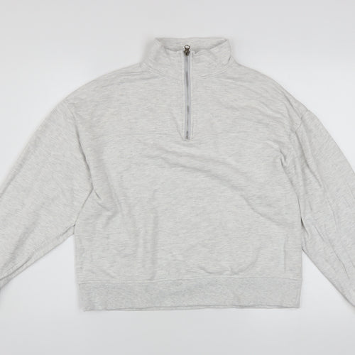 ASOS Design Women Grey 1/2 Zip Sweatshirt UK 6 Cotton Blend
