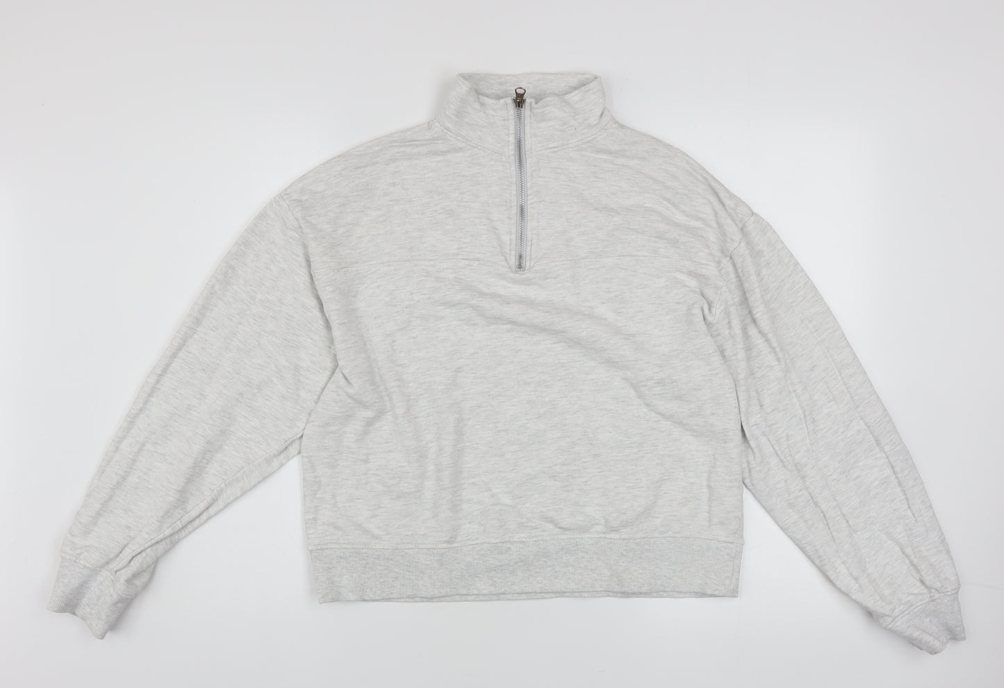 ASOS Design Women Grey 1/2 Zip Sweatshirt UK 6 Cotton Blend