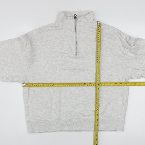 ASOS Design Women Grey 1/2 Zip Sweatshirt UK 6 Cotton Blend