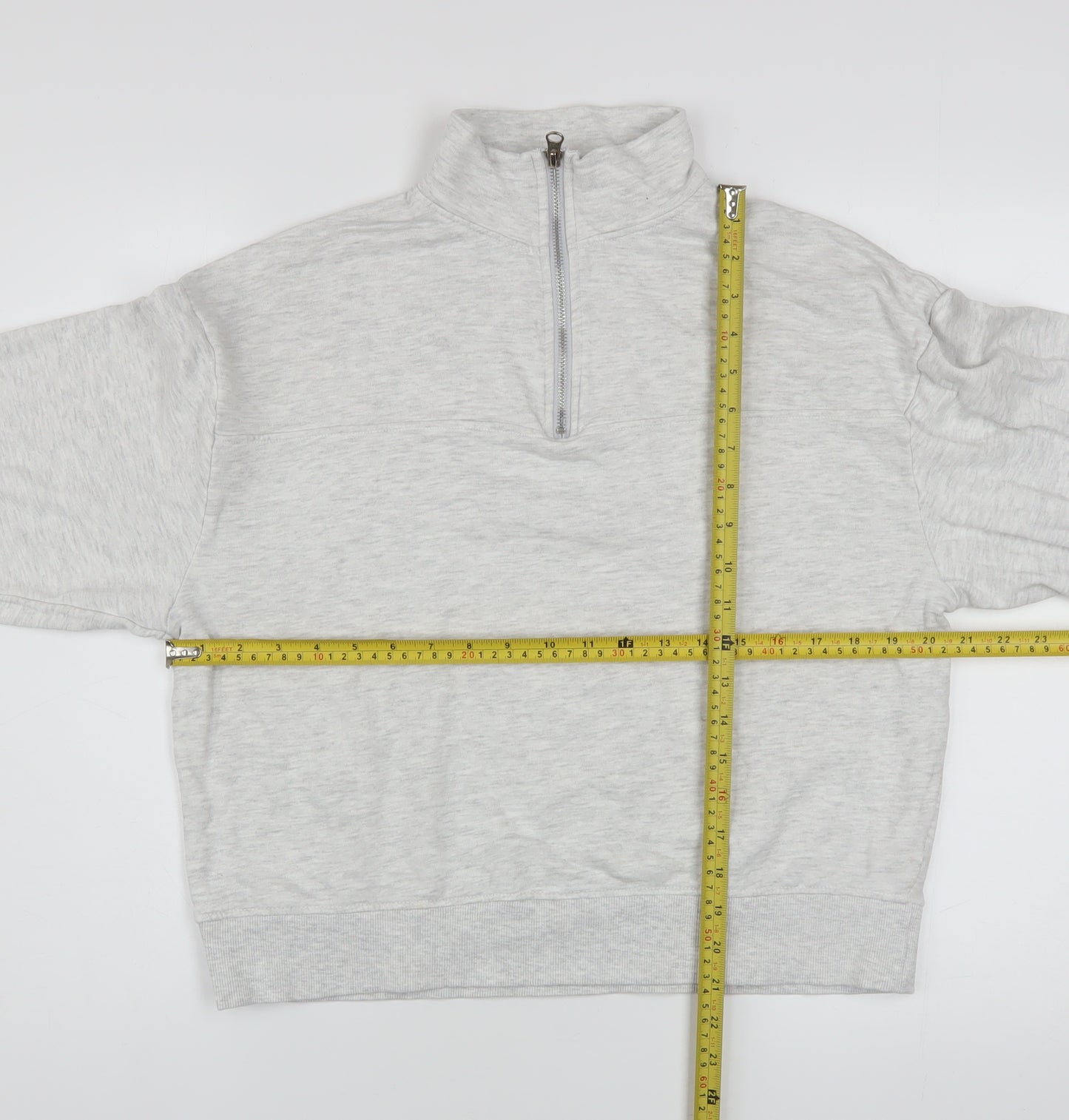 ASOS Design Women Grey 1/2 Zip Sweatshirt UK 6 Cotton Blend