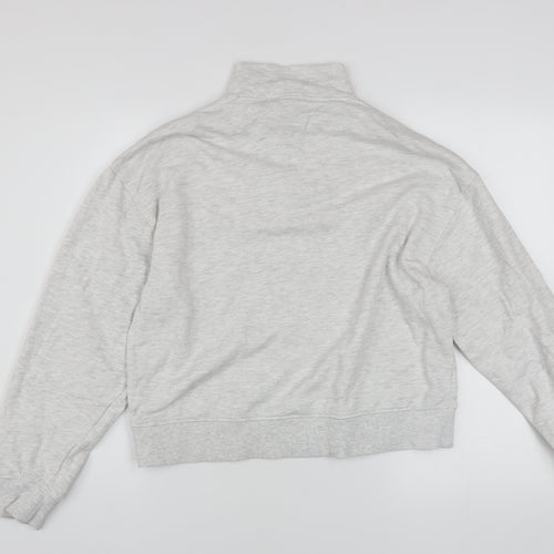 ASOS Design Women Grey 1/2 Zip Sweatshirt UK 6 Cotton Blend