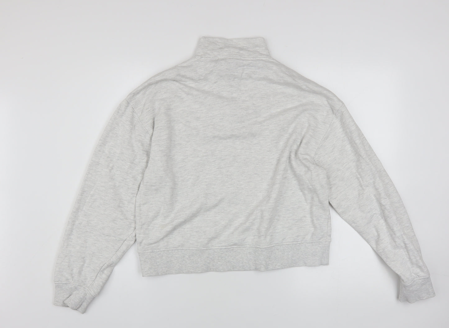 ASOS Design Women Grey 1/2 Zip Sweatshirt UK 6 Cotton Blend
