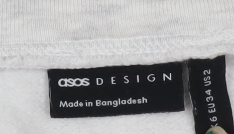 ASOS Design Women Grey 1/2 Zip Sweatshirt UK 6 Cotton Blend