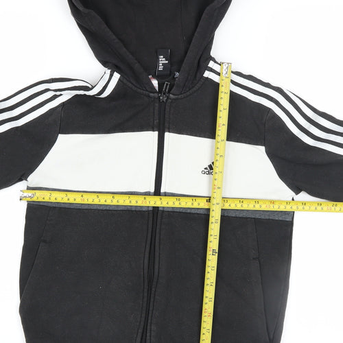 Adidas Boys Black Full Zip Hoodie 11-12 Years Hooded Sportswear