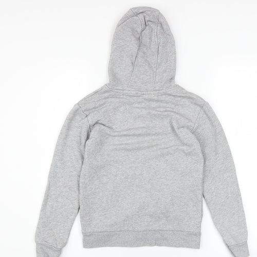 Adidas Boys Grey Pullover Hoodie 9-10 Years Cotton Blend Logo Sweatshirt