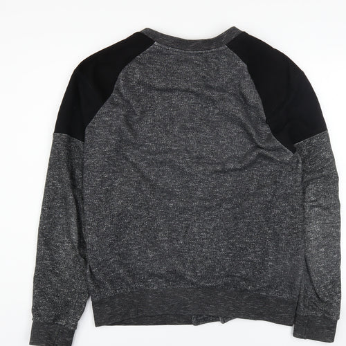 Elevenparis Womens Grey Black Cardigan Sweatshirt M Button Front Cotton Blend