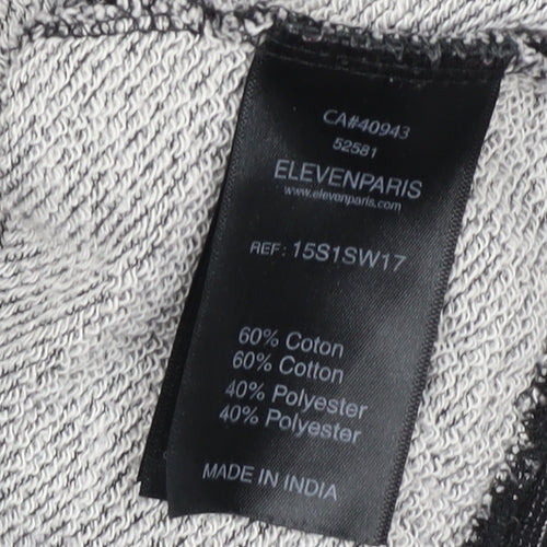 Elevenparis Womens Grey Black Cardigan Sweatshirt M Button Front Cotton Blend