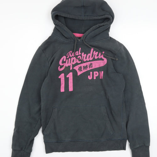 Superdry Women's Black Pullover Hoodie Size L Graphic Print