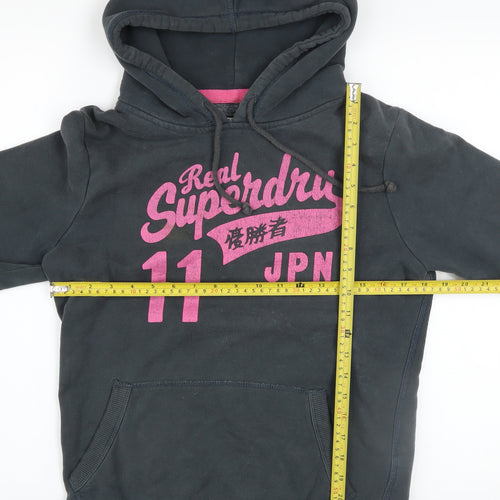 Superdry Women's Black Pullover Hoodie Size L Graphic Print