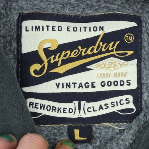 Superdry Women's Black Pullover Hoodie Size L Graphic Print
