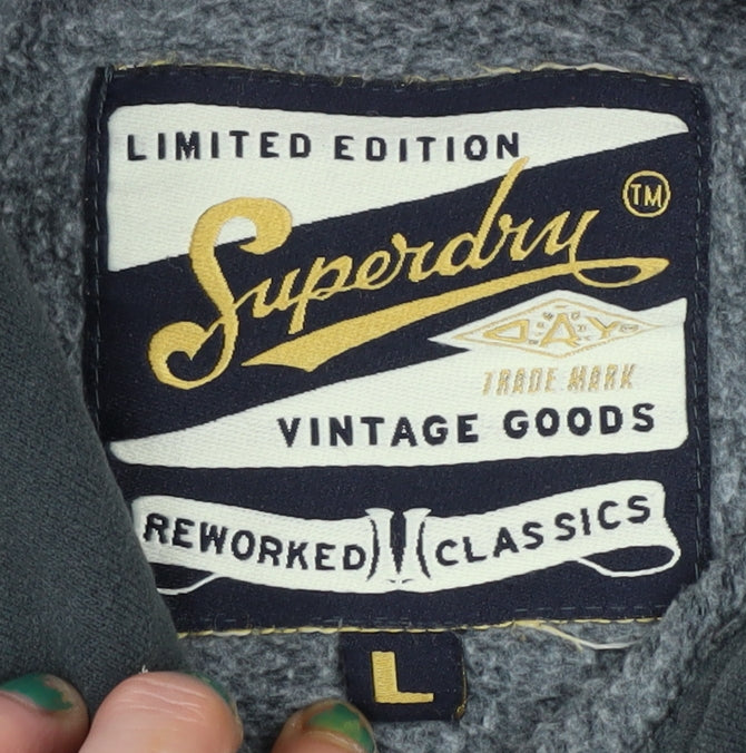 Superdry Women's Black Pullover Hoodie Size L Graphic Print