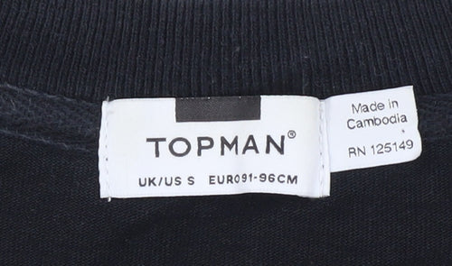 Topman Men's Black Beige Blue Striped Cotton Sweatshirt Size S