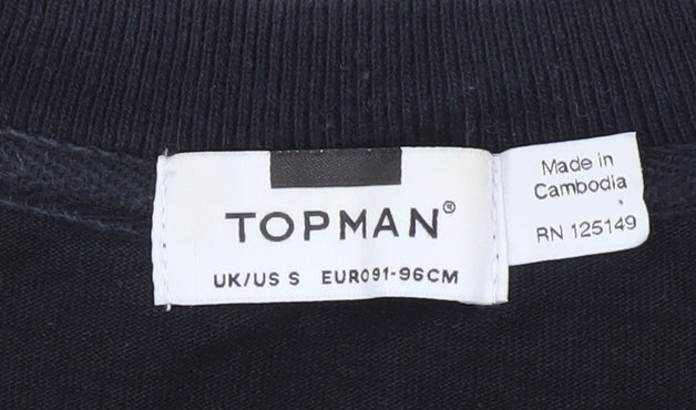 Topman Men's Black Beige Blue Striped Cotton Sweatshirt Size S