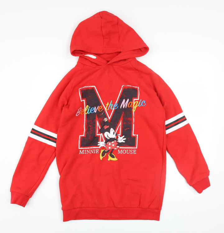 Marks and Spencer Girls Red Minnie Mouse Pullover Hoodie 11-12 Years