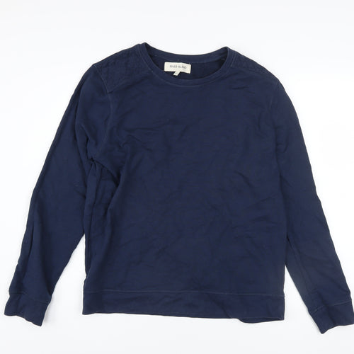 River Island Men's Blue Quilted Shoulder Crew Neck Sweatshirt M