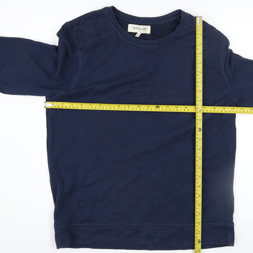 River Island Men's Blue Quilted Shoulder Crew Neck Sweatshirt M