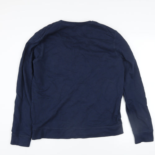 River Island Men's Blue Quilted Shoulder Crew Neck Sweatshirt M