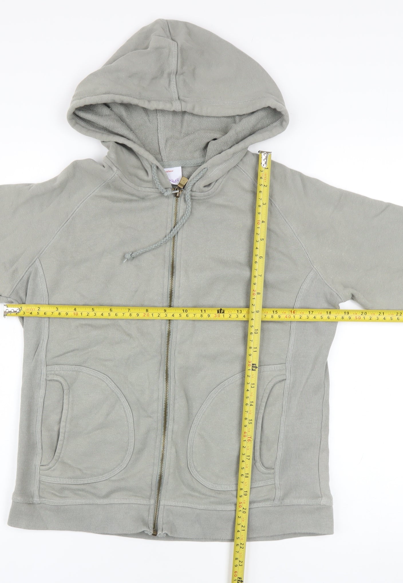 Papaya Womens Grey Full Zip Hoodie Size 14 Cotton Casualwear
