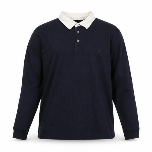 French Connection Men's Blue Collared Henley Sweatshirt XL