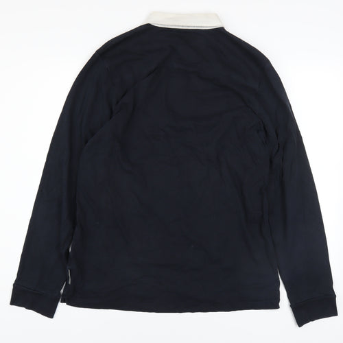 French Connection Men's Blue Collared Henley Sweatshirt XL