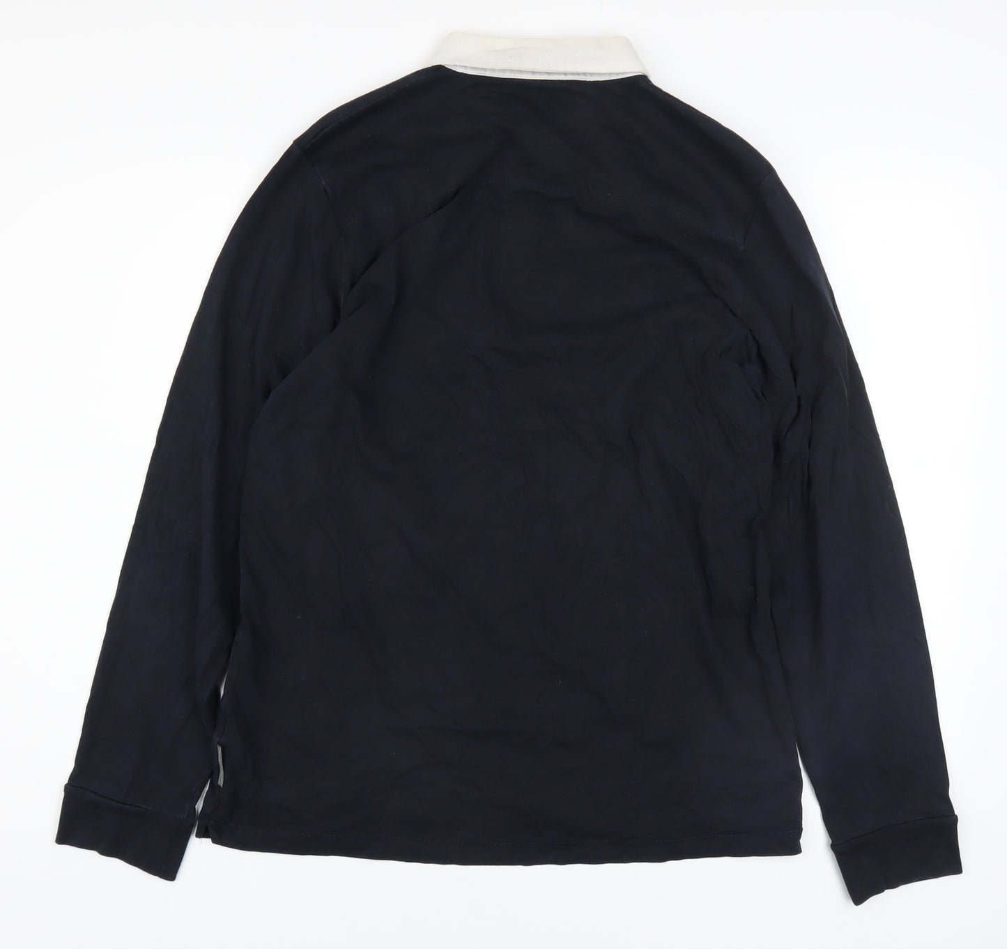 French Connection Men's Blue Collared Henley Sweatshirt XL