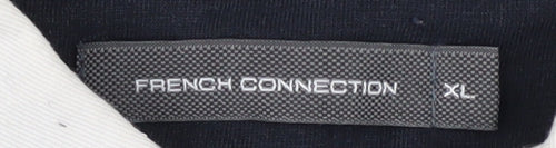 French Connection Men's Blue Collared Henley Sweatshirt XL