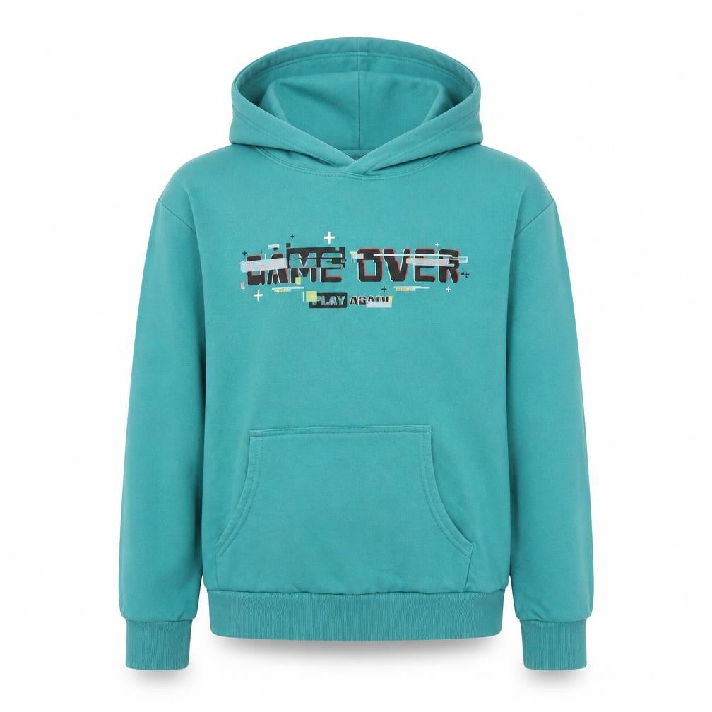 Marks and Spencer Boys Jade Green Pullover Hoodie 12-13 Years Game Over Print
