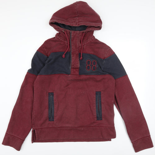 FatFace Men's Red Pullover Hoodie Size S Cotton Blend Logo 88