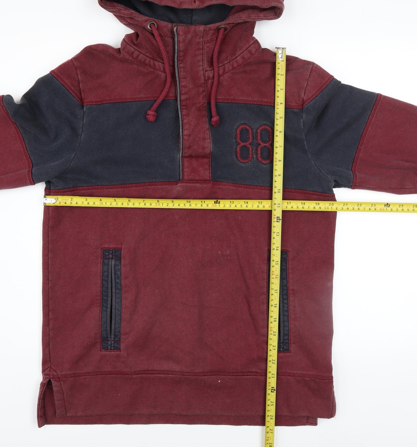 FatFace Men's Red Pullover Hoodie Size S Cotton Blend Logo 88