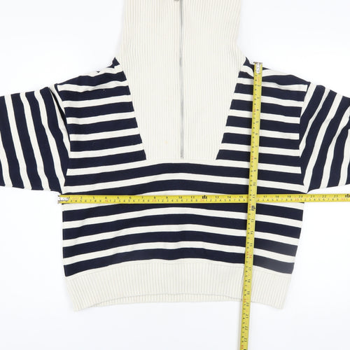 Marks and Spencer Women’s Navy Striped Half Zip Pullover Sweatshirt Size S