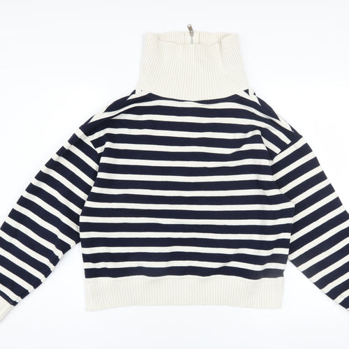 Marks and Spencer Women’s Navy Striped Half Zip Pullover Sweatshirt Size S