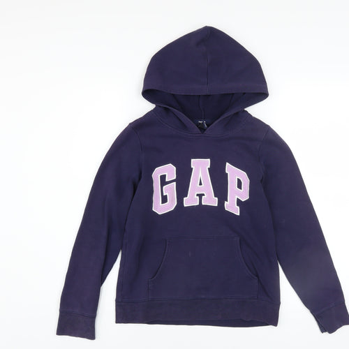 GAP Girls Purple Hoodie 12 Years Pullover Fleece Logo Sweatshirt