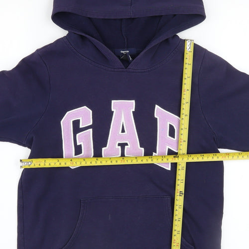 GAP Girls Purple Hoodie 12 Years Pullover Fleece Logo Sweatshirt