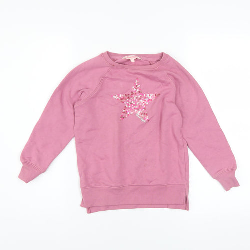 Board Angels Girls Pink Sequin Star Pullover Sweatshirt 7-8 Years