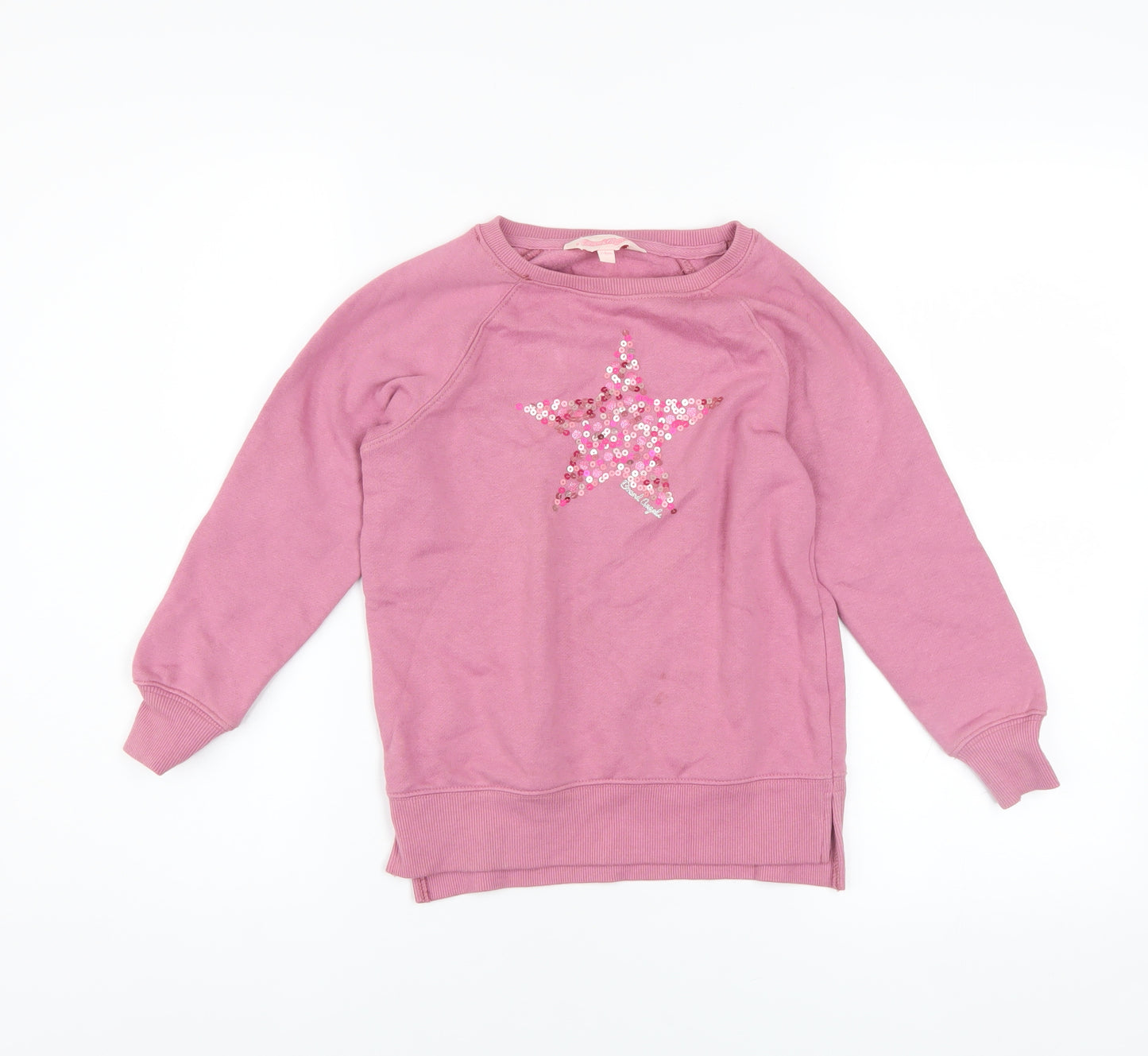 Board Angels Girls Pink Sequin Star Pullover Sweatshirt 7-8 Years