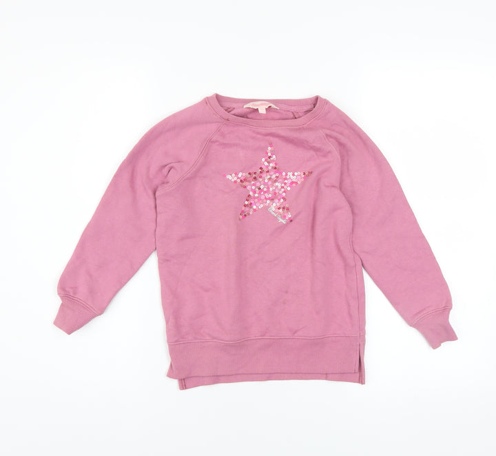 Board Angels Girls Pink Sequin Star Pullover Sweatshirt 7-8 Years