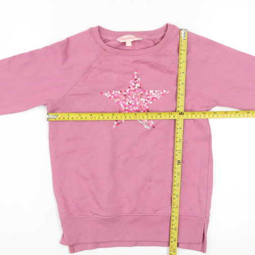 Board Angels Girls Pink Sequin Star Pullover Sweatshirt 7-8 Years