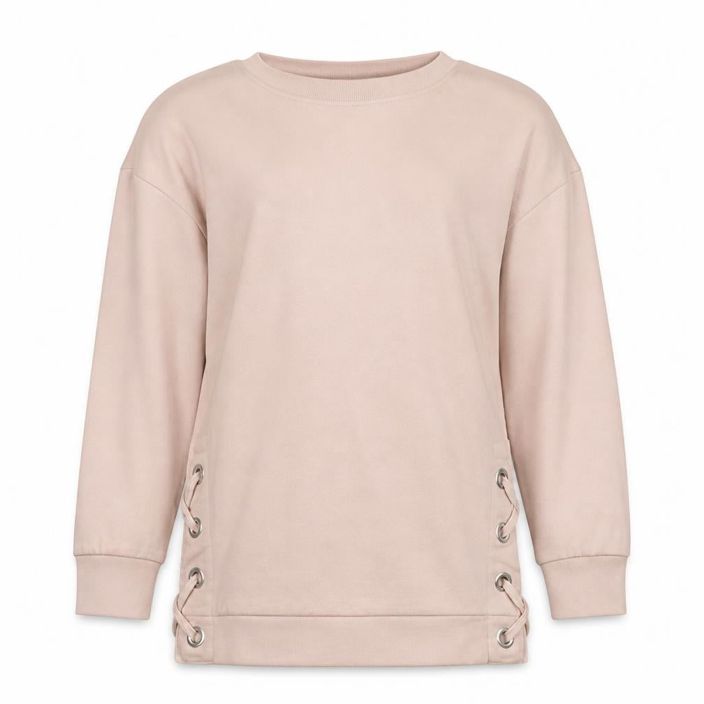 Front view of Next girls’ beige lace up pullover sweatshirt 12 years regular fit