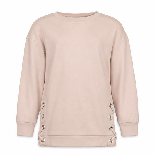 Front view of Next girls’ beige lace up pullover sweatshirt 12 years regular fit