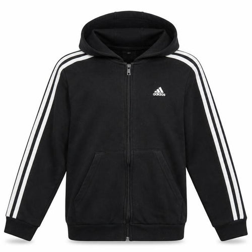 Adidas Boys Black Full Zip Hoodie 11-12 Years Cotton Blend Sportswear