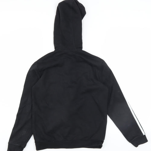 Adidas Boys Black Full Zip Hoodie 11-12 Years Cotton Blend Sportswear