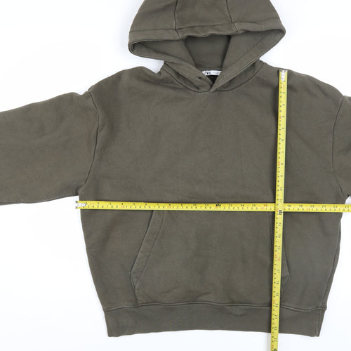 Zara Womens Khaki Green Pullover Hoodie M Cotton Blend Casual