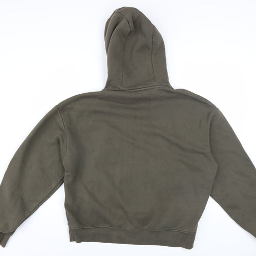 Zara Womens Khaki Green Pullover Hoodie M Cotton Blend Casual