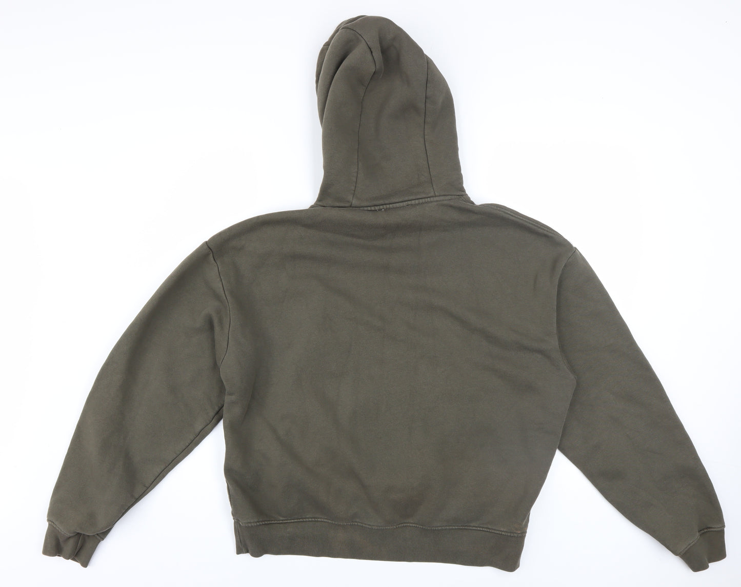 Zara Womens Khaki Green Pullover Hoodie M Cotton Blend Casual