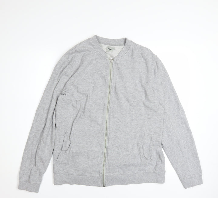 ASOS Mens Grey Full Zip Cotton Sweatshirt Jacket L Regular