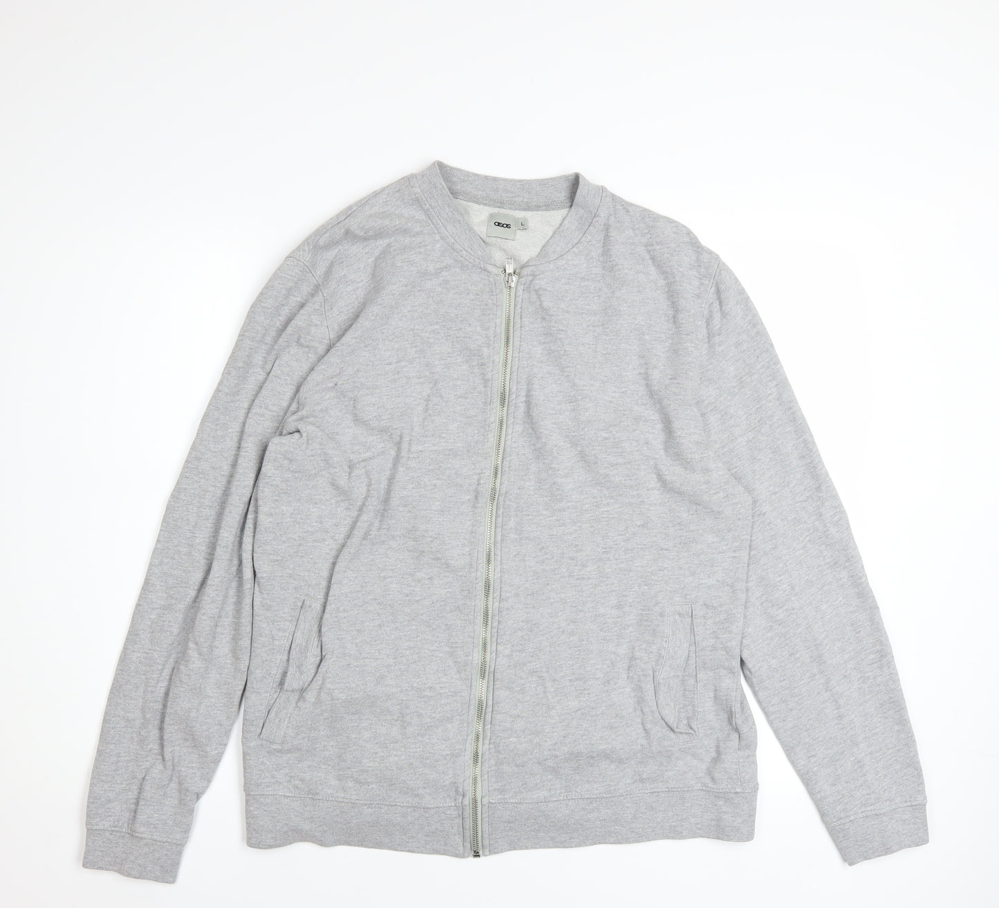 ASOS Mens Grey Full Zip Cotton Sweatshirt Jacket L Regular